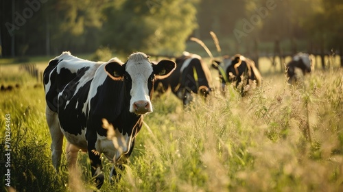 Holstein cows in the meadow photo