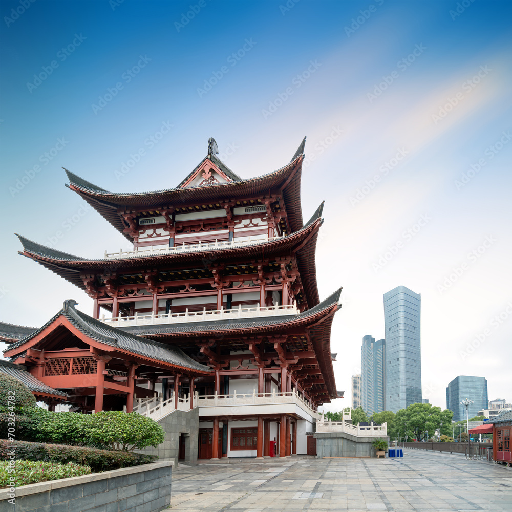 Historical building on the bank of the Xiangjiang River: Du Fu Jiangge, Changsha, China. Historical building on the bank of the Xiangjiang River: Du Fu Jiangge, Changsha, China.