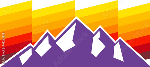 purple mountain with diagonal sunset stripes background