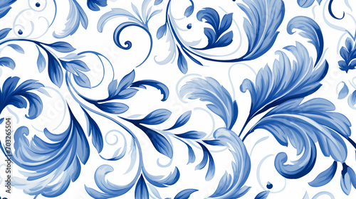 Floral in blue and white. abstract botanical pattern. photo