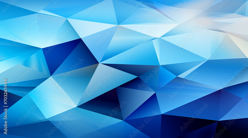 Geometric shapes on abstract blue background