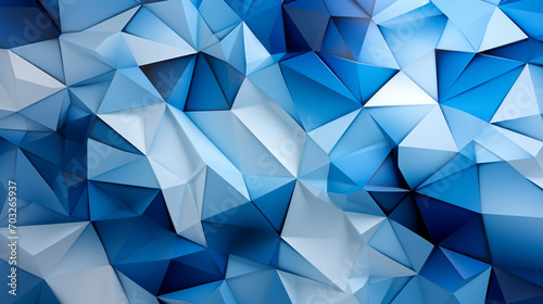 Geometric shapes on abstract blue background