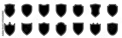 Shield icon set. Protect shield security line icons. Design elements for concept of safety and protection. Vector illustration