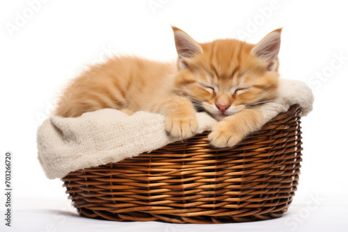 little kitten sleeping in basket © VIRTUALISTIK