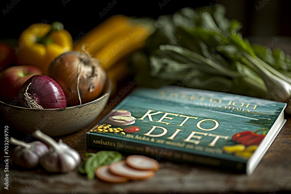 Healthy eating  a comprehensive guide to the keto diet with a variety of fresh vegetables on a table - obrazy, fototapety, plakaty 
