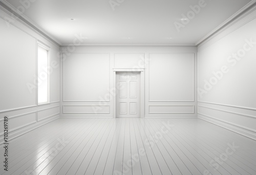 Empty white room with clean walls and bright lighting  construction image
