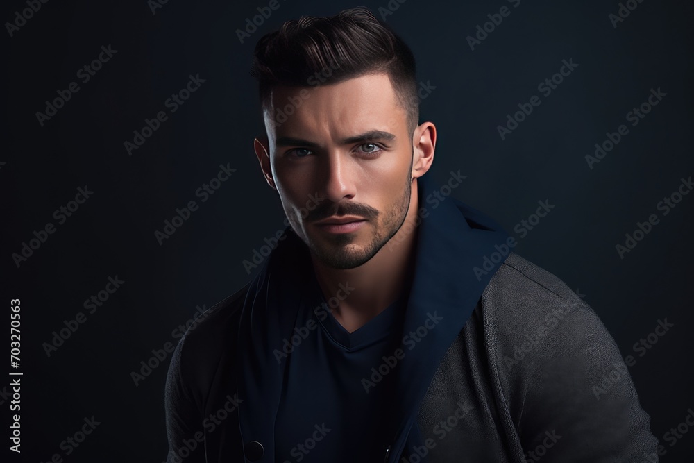 confident and relaxed young male model with masculine charm