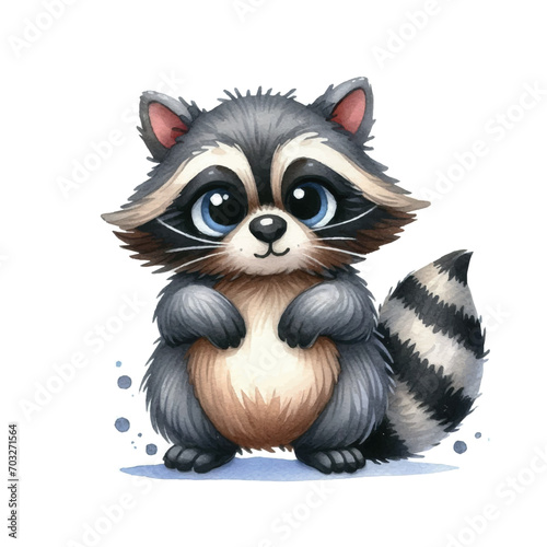 cute raccoon. watercolor illustration of a raccoon. animals.raccoon © Allakulyevva