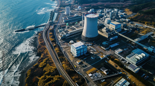 High angle view of nuclear power plant photo