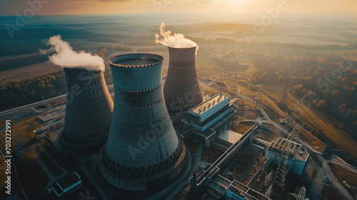 High angle view of nuclear power plant