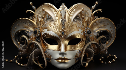 venetian carnival mask white background, Ai generated image.