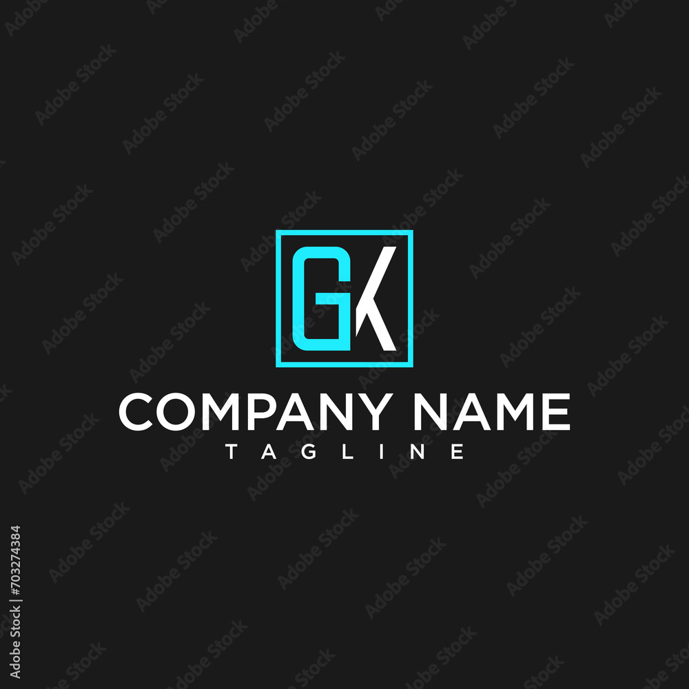 gk or kg luxury initial square logo design inspiration