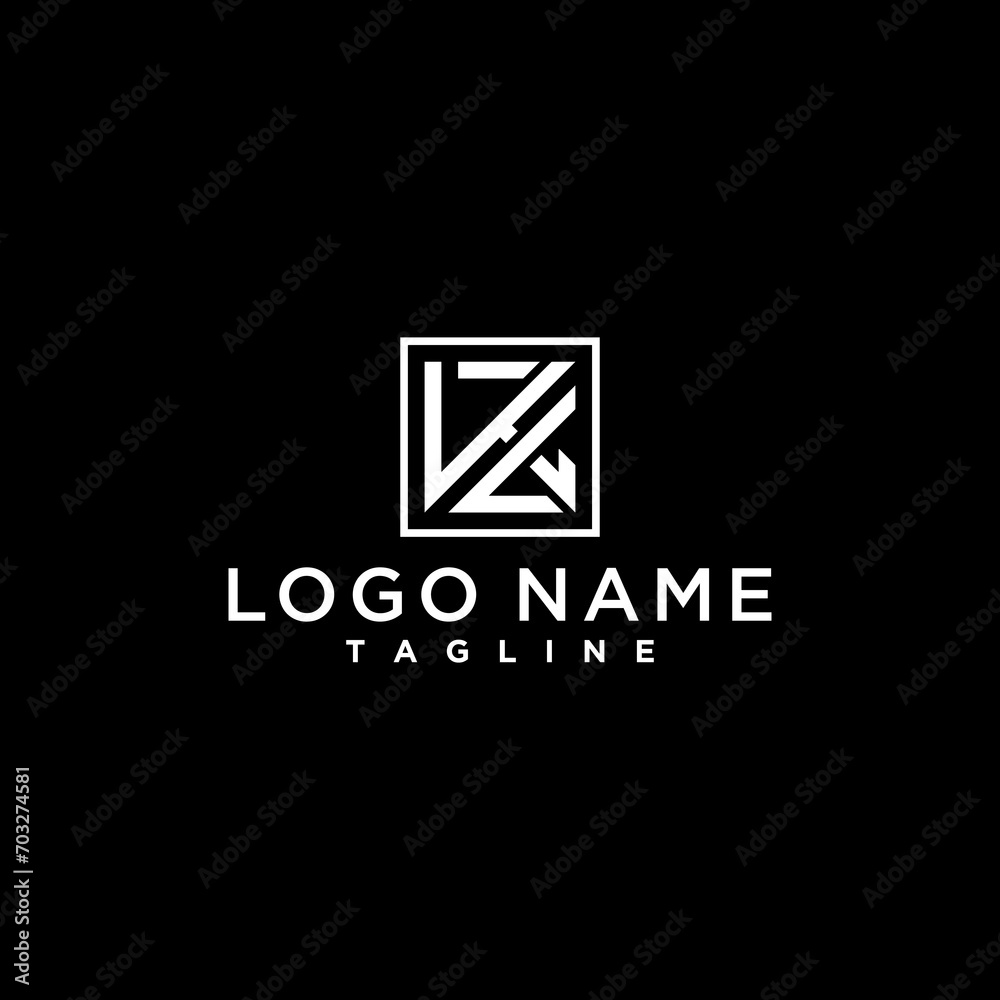 letter kz, zk luxury abstract initial square logo design inspiration