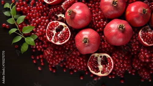 Pomegranate Punica granatum fruit slice copy space background photo