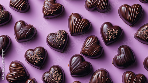 Valentine's day background with chocolate hearts. 