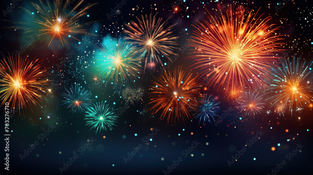 Fototapeta premium fireworks on the night sky