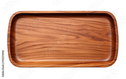 8k Realistic Wooden Tray On Transparent Background.