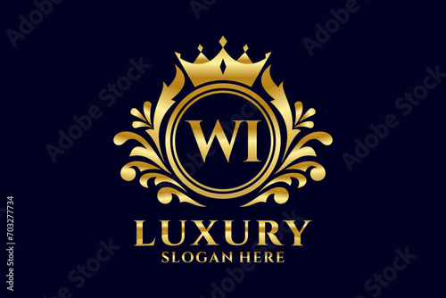 Initial WI Letter Royal Luxury Logo template in vector art for luxurious branding projects and other vector illustration. photo