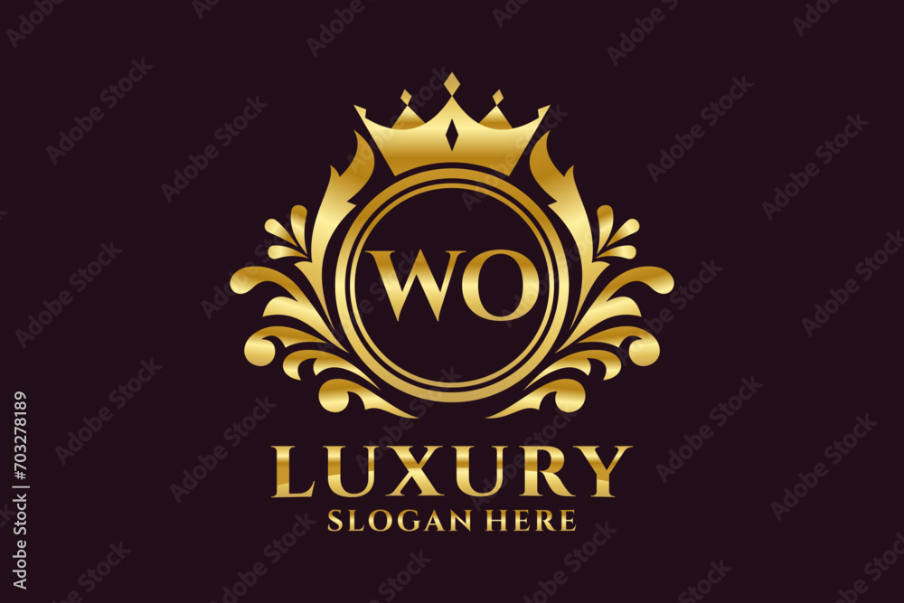 Initial WO Letter Royal Luxury Logo template in vector art for luxurious branding projects and other vector illustration.