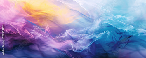 Multi-colored streams of smoke from gradients of dark blue, cyan, purple, yellow and white for the background.