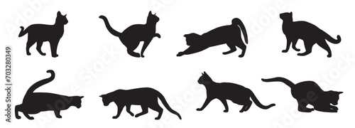 Cat silhouette collection. Set of black cat silhouette. Kitten silhouette collection. Cat silhouette set vector illustration
