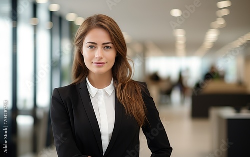 A young attractive office going lady in black suit