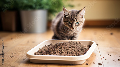 High sided cat litter tray bentonite absorbent photo