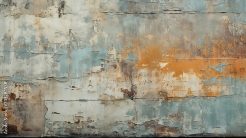 A rusted wall with yellow and blue paint © cac_tus