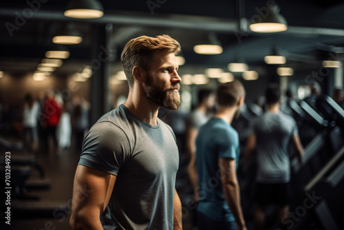 Free stock photo of a man looking at men in a gym, in the style of nikon d850, rtx on