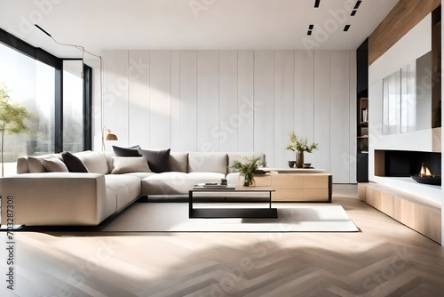 Sleek Living Space: Modern Living Room - Contemporary Design, Chic Furniture, and Aesthetic Simplicity | Inviting Ambiance for Stylish Comfort and Relaxation.