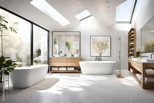 Modern Comfort  Bathroom - Sleek Fixtures  Contemporary Design  and Aesthetic Serenity   A Stylish and Relaxing Space for Daily Self-Care.