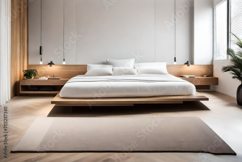 Minimalist Comfort  Simple Bed - Clean Design  Subtle Elegance  and Aesthetic Simplicity   Tranquil Sleeping Space with Modern Appeal.