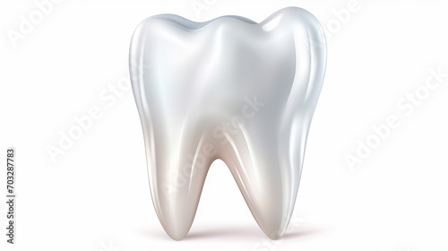 Shiny tooth. Realistic healthy clear white tooth isolated white background