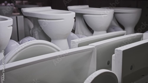Plant for the production of ceramic sanitary ware. The line is not an enterprise where enamel is baked on sinks and toilets. photo