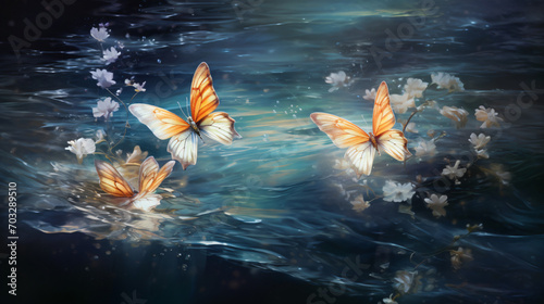Fairy Butterflies On Water