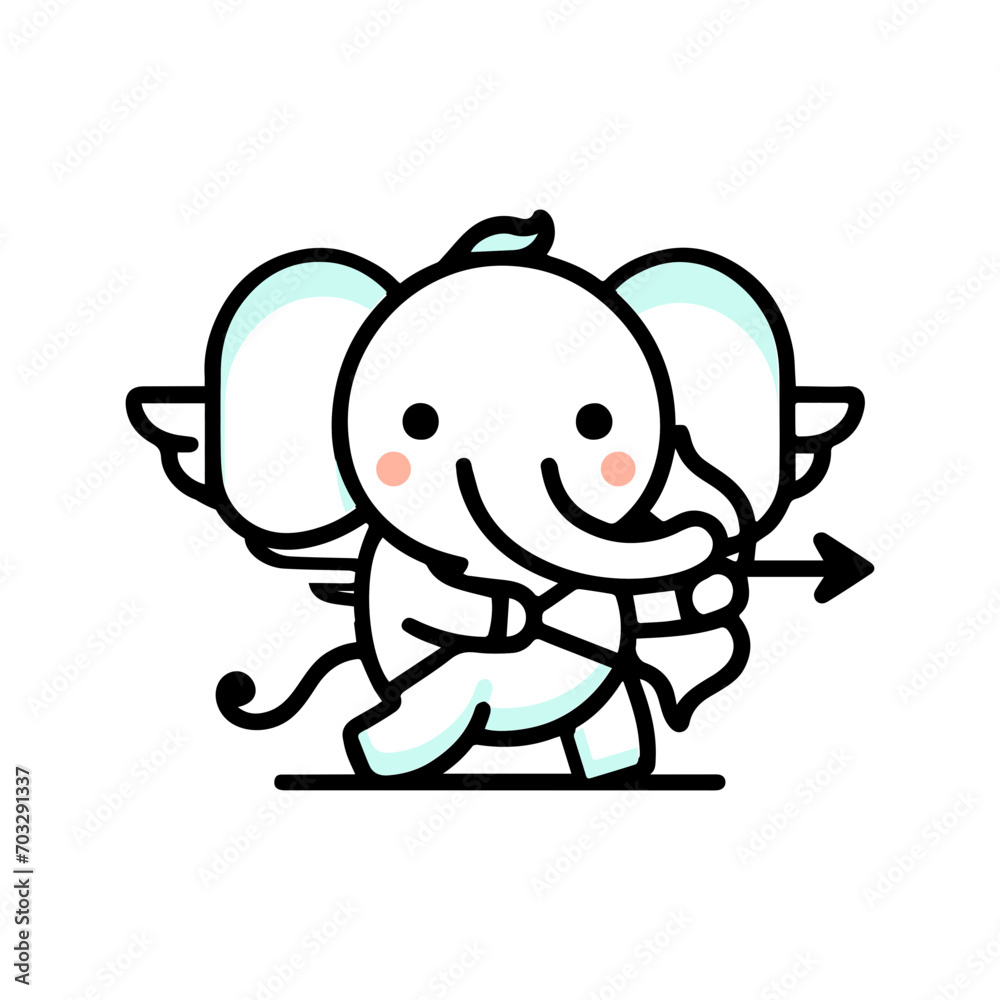 Minimal Animal cartoon cupid for valentine Element for decoration clipart of elephant Minimal Animal cartoon cupid for valentine Element for decoration clipart of elephant