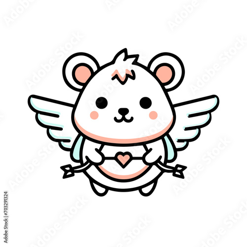 Minimal Animal cartoon cupid for valentine Element for decoration clipart of hamster