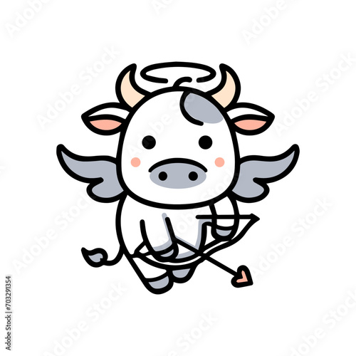 Minimal Animal cartoon cupid for valentine Element for decoration clipart of cow