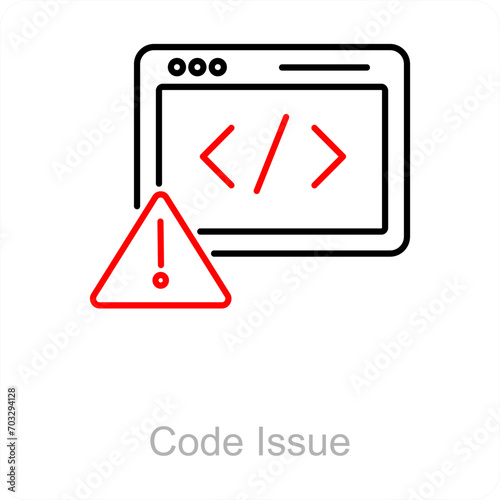 Code Issue and error icon concept 