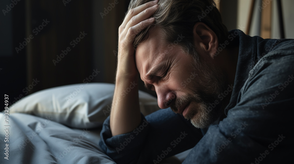 man suffering from headache desperate and stressed because pain and migraine. Hands on head. man suffering from headache desperate and stressed because pain and migraine. Hands on head.