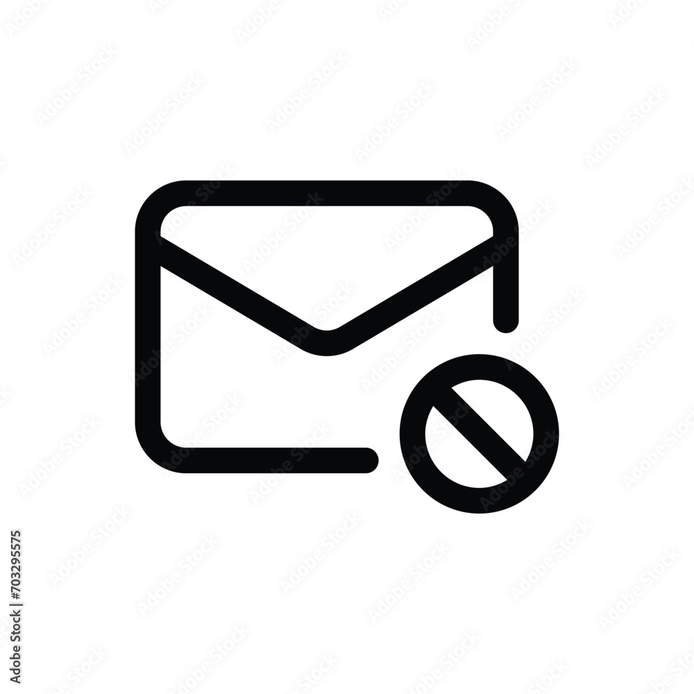 Block Email icon in trendy outline style isolated on white background. Block Email silhouette symbol for your website design, logo, app, UI. Vector illustration, EPS10.