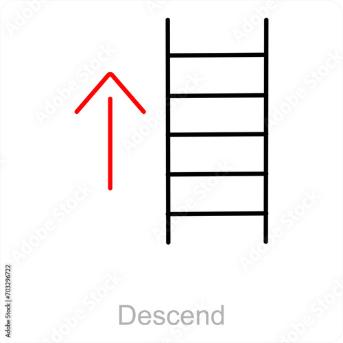Descend  and way icon concept