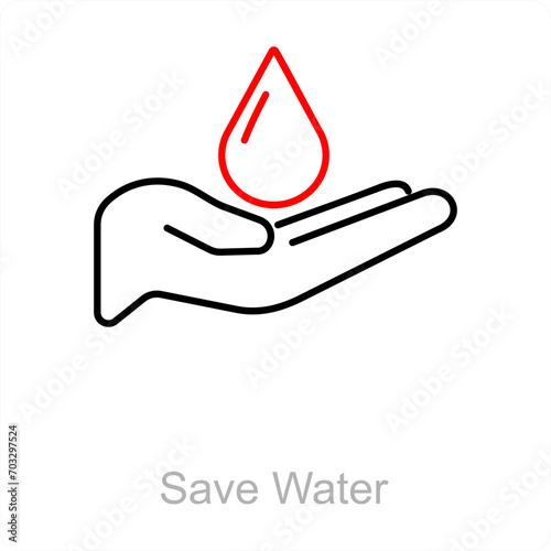 Save Water and water preservation icon concept