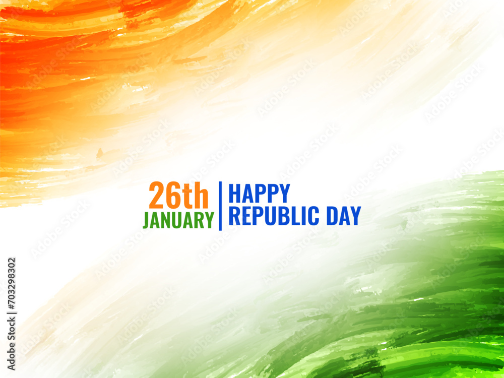 Indian flag theme 26th january Republic day watercolor texture background - obrazy, fototapety, plakaty 