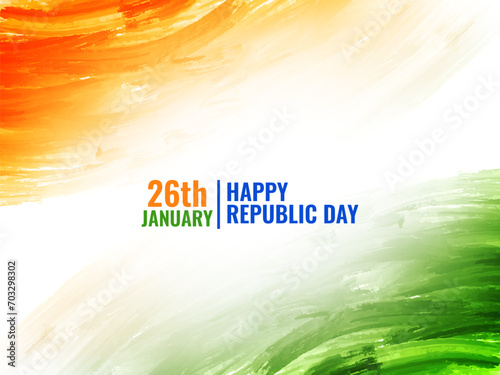 Indian flag theme 26th january Republic day watercolor texture background