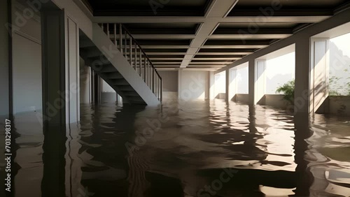 The ceiling unable to hold back the deluge of water, causing it to drip steadily onto the floor below.