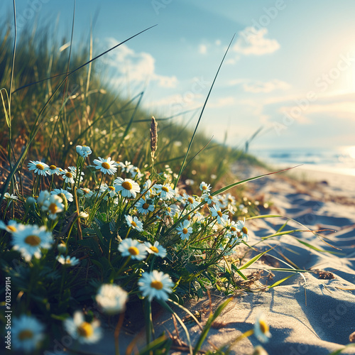 daisies on a beach
