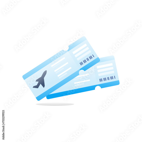  plane paper ticket air travel logo. Ticket Label and Plane Aircraft Transportation Logo Illustration