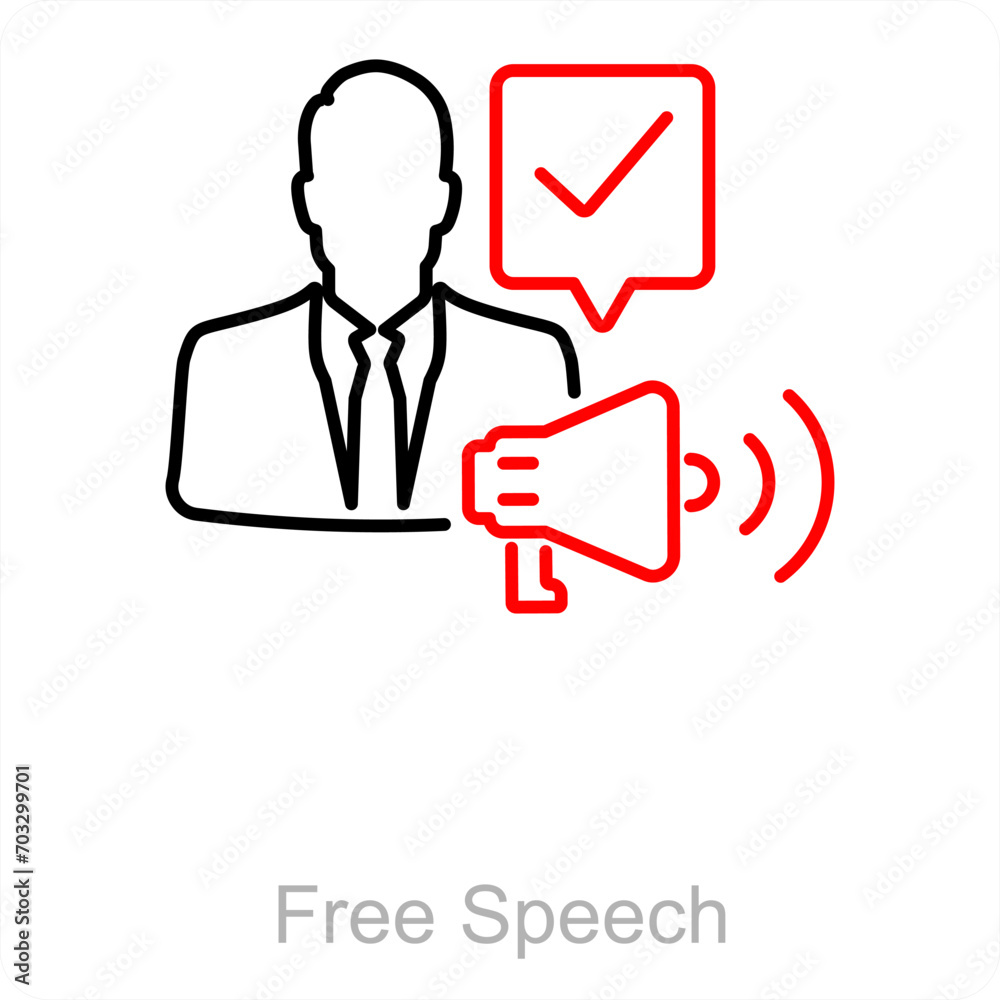Free Speech and speech icon concept Free Speech and speech icon concept