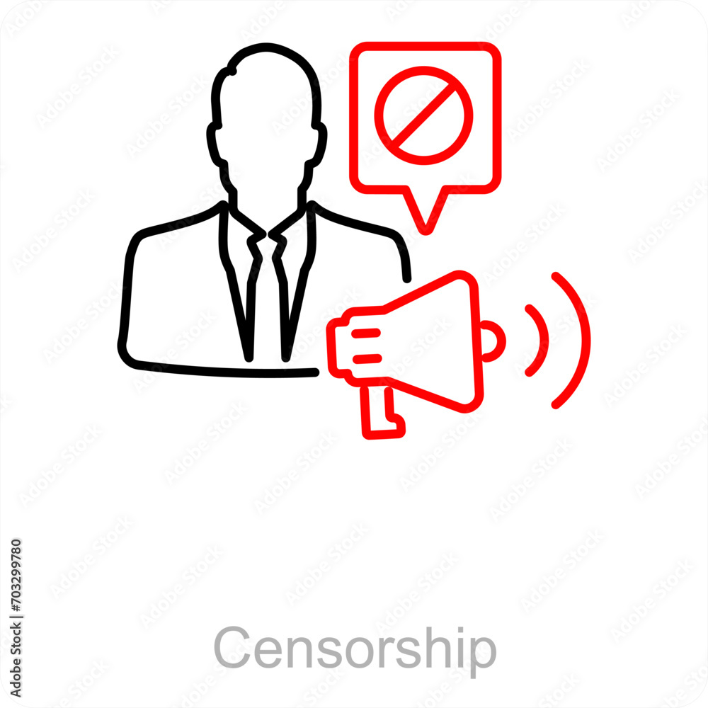 Censorship and censor icon concept